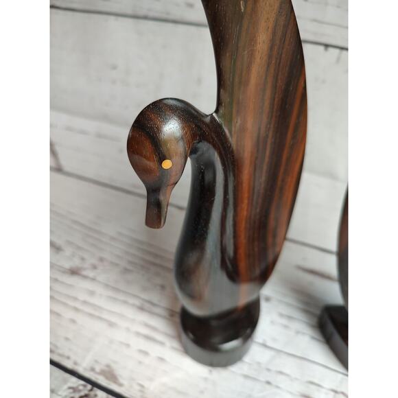 Wooden Bird Statue Sculptural Dark Wood 9" Polished Carving Philippines - Picture 2 of 8